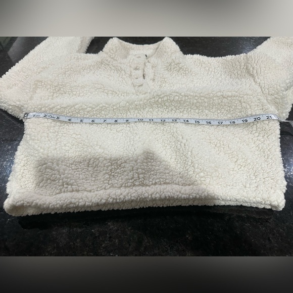 PAC Sun cropped Cozy White fleece pullover Sweater with snaps |Sz S | scandigirl - Picture 5 of 9